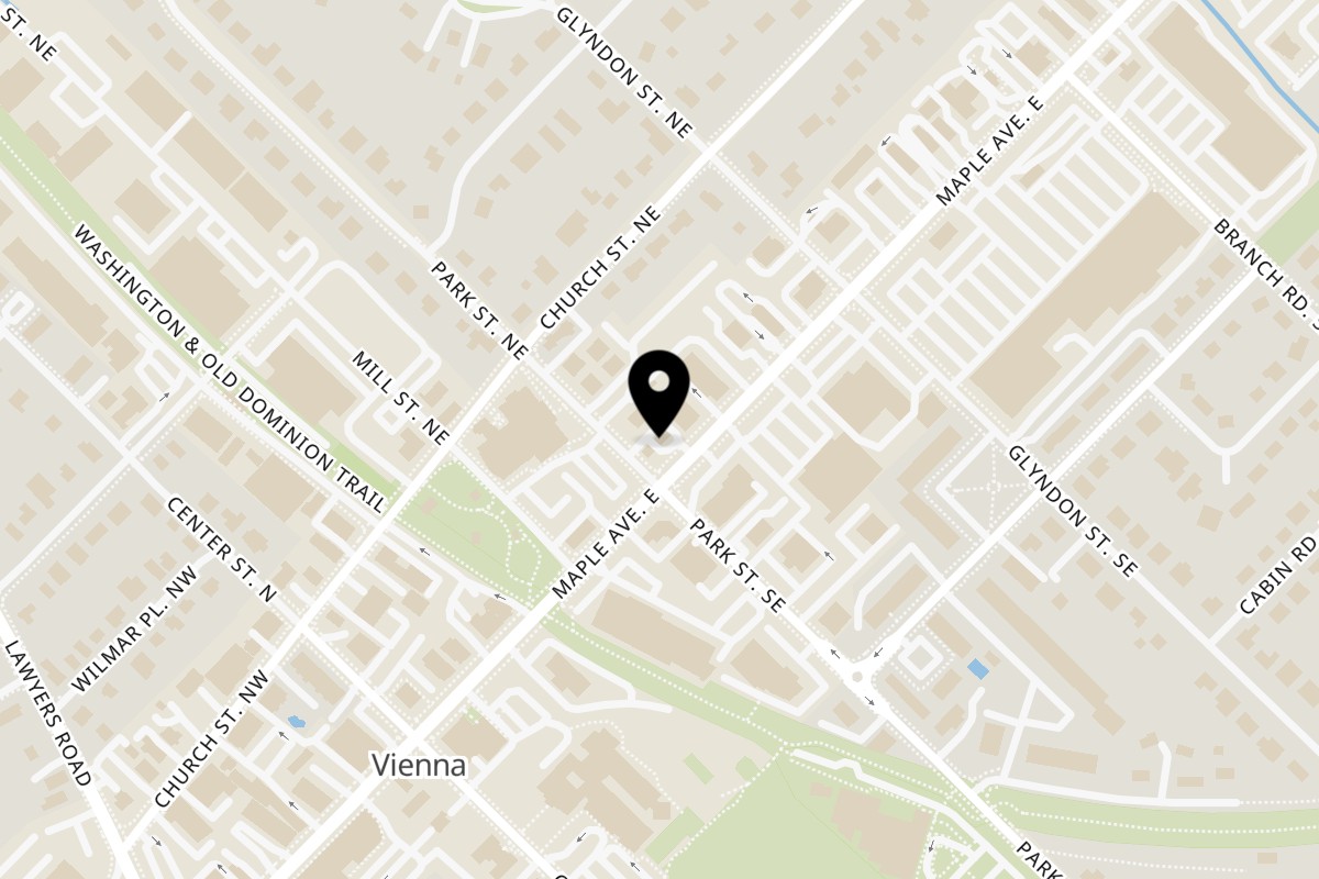 Map showing the location of Chit Chaat Cafe on 200 Maple Ave E in Vienna